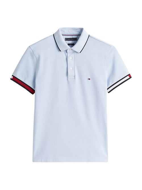 Polo uomo celeste in cotone Tommy Hilfiger | MW0MW38458C1O